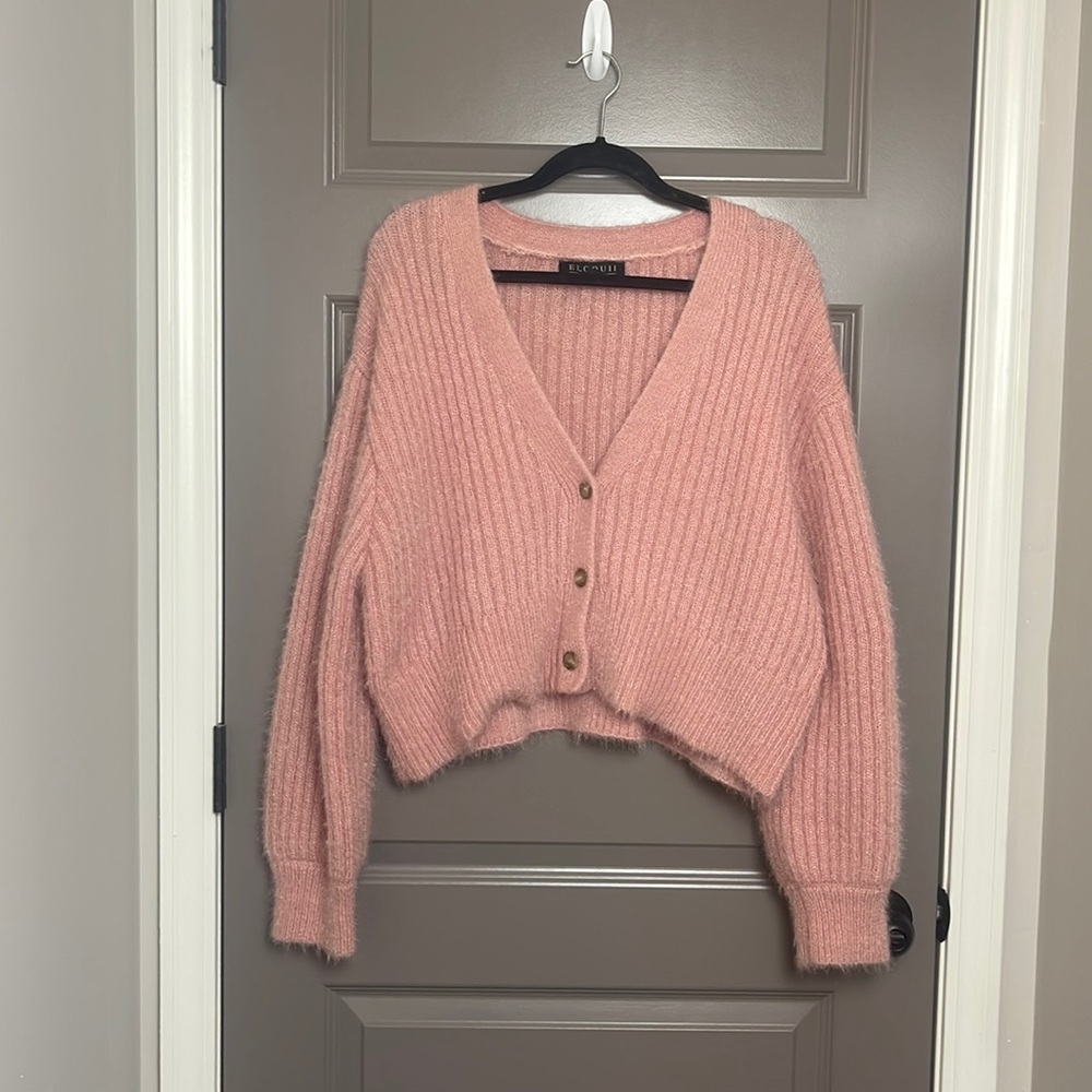 ELOQUII pink crop sweater
